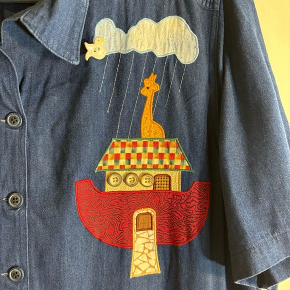 COTTON PICKIN’ by Betty Green Sz XL Dress 100% Cotton Animal Appliqués Vintage - Picture 3 of 13